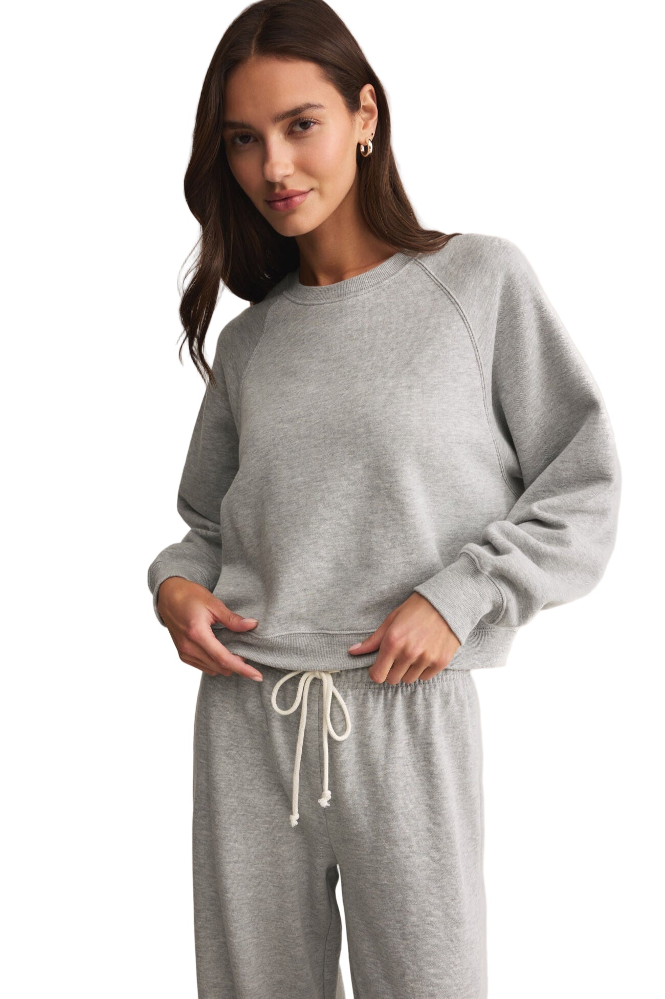 CROP OUT SWEATSHIRT / heather grey