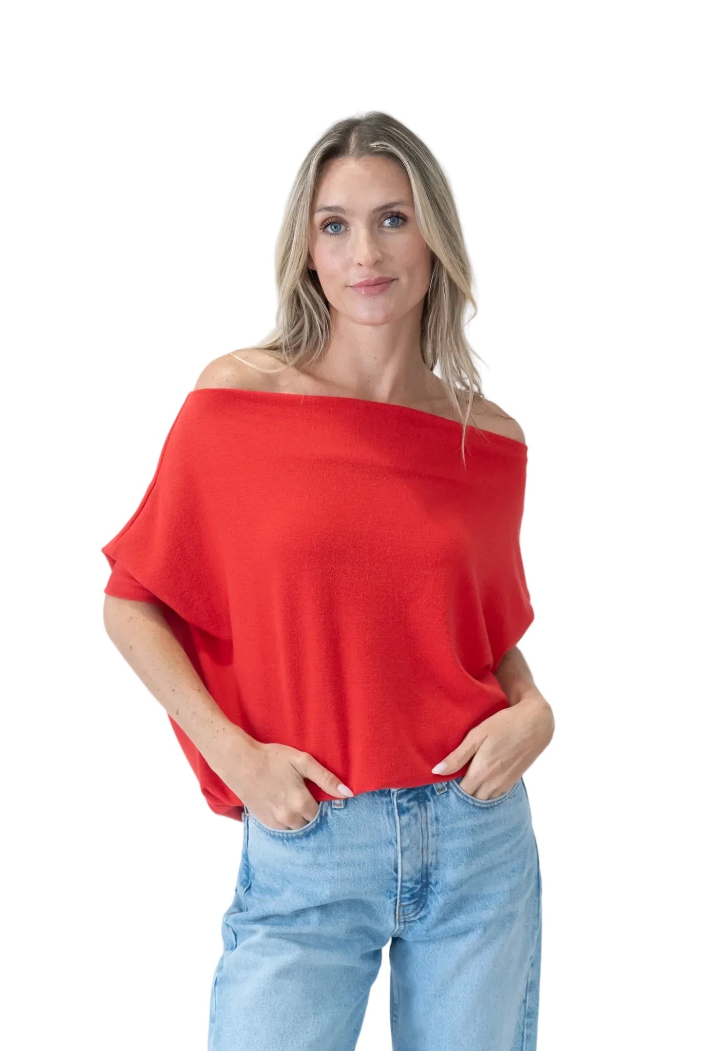 ANYWHERE TOP short sleeve top / red